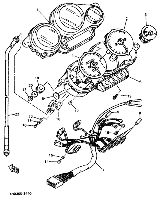 Yamaha 3GM-83550-02 Speedometer Cable Assy — shown on the Alternate For Meter parts diagram