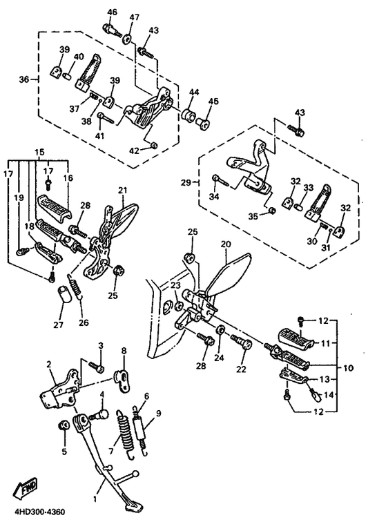 Yamaha 90105-10778 Bolt, Flange — shown on the Stand & Footrest parts diagram