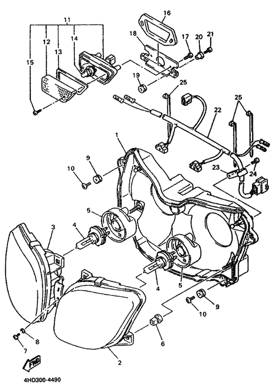 Yamaha 3GM-84367-50 Damper, Headlight 2 — shown on the Alternate For Headlight parts diagram