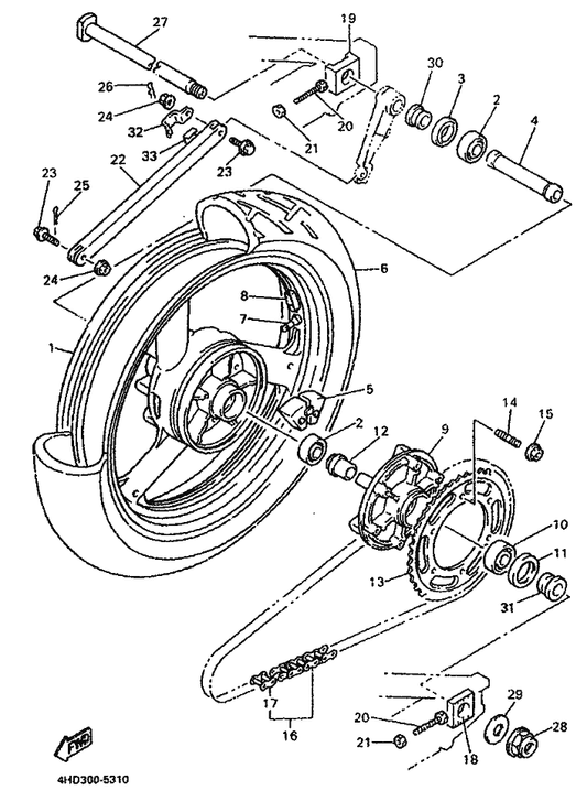 Yamaha 94681-55031 . Joint, Chain — shown on the Rear Wheel parts diagram