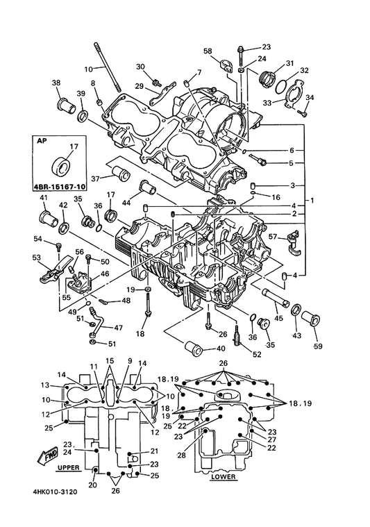 Yamaha 4BR-15381-00 Plate, Bearing Cover — shown on the Crankcase parts diagram