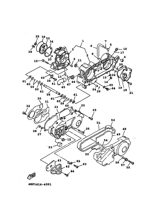 Yamaha 4CW-E5407-10 Element 1 — shown on the Crankcase parts diagram