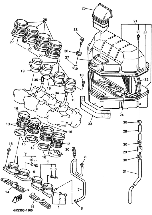 Yamaha 90445-11293 Hose — shown on the Intake parts diagram