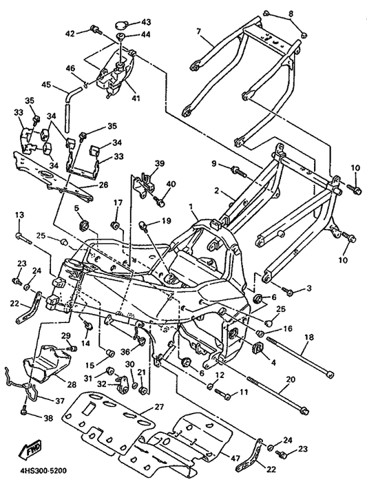 Yamaha 91314-10040 Bolt — shown on the Frame parts diagram