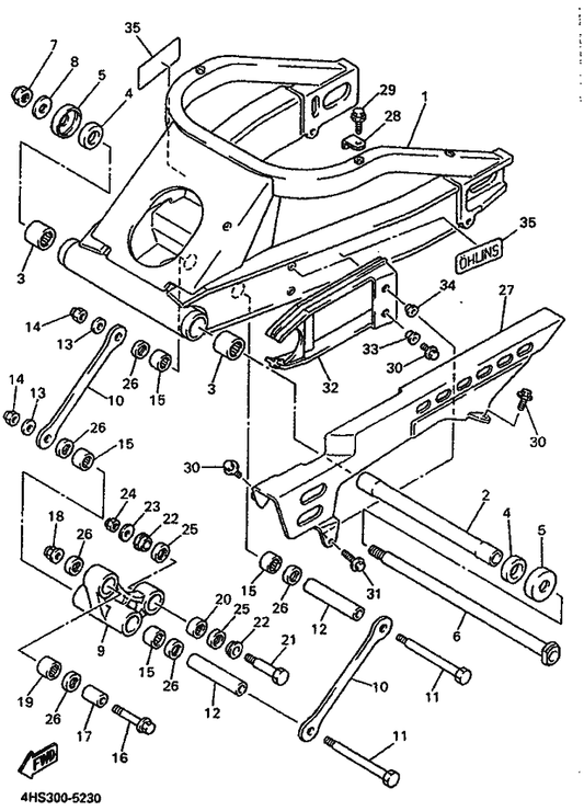 Yamaha 92907-18600 Washer — shown on the Rear Arm parts diagram