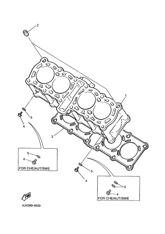 Yamaha 3TJ-11351-00 Gasket, Cylinder — shown on the Cylinder parts diagram