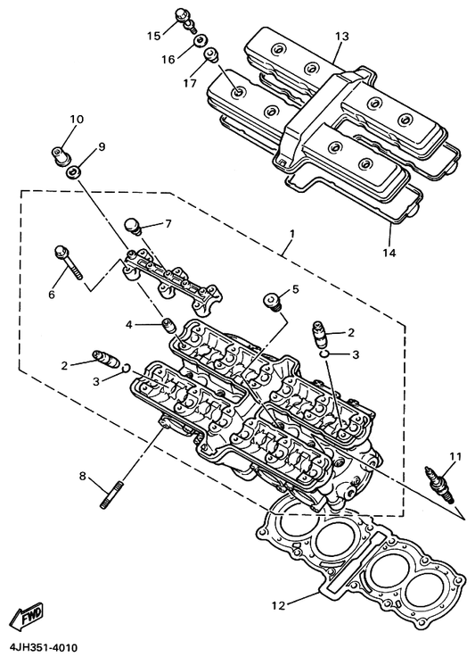 Yamaha 4JH-11181-00 Gasket, Cylinder Head 1 — shown on the Cylinder Head parts diagram