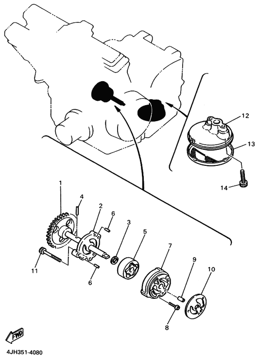 Yamaha 1WG-13329-00 Gasket, Pump Cover — shown on the Oil Pump parts diagram