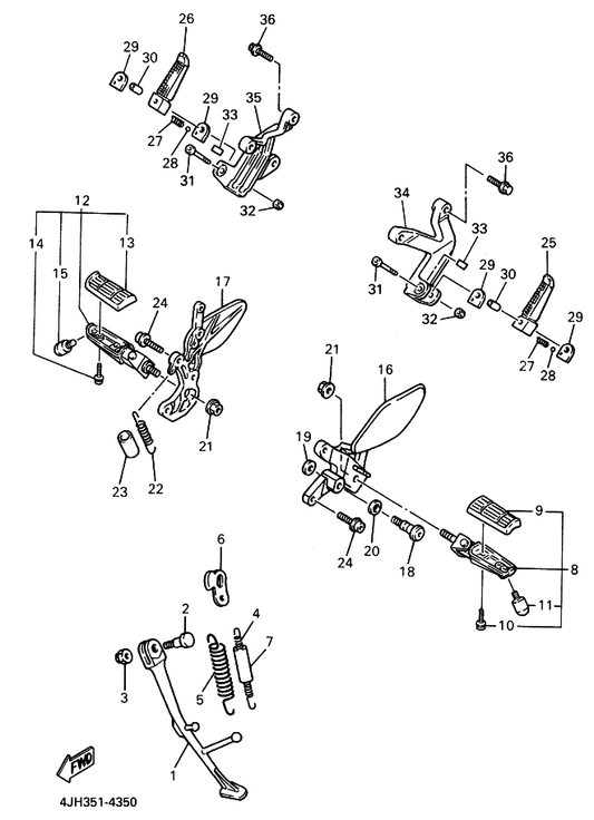 Yamaha 4JH-2742L-10 Bracket 5 — shown on the Stand & Footrest parts diagram