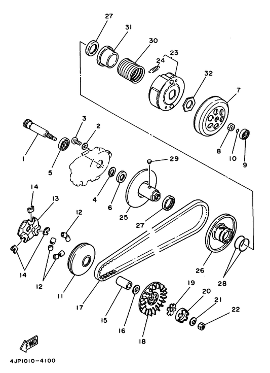 Yamaha 3WN-16620-01 クラツチキヤリヤアセンブリ — shown on the クラツチ parts diagram