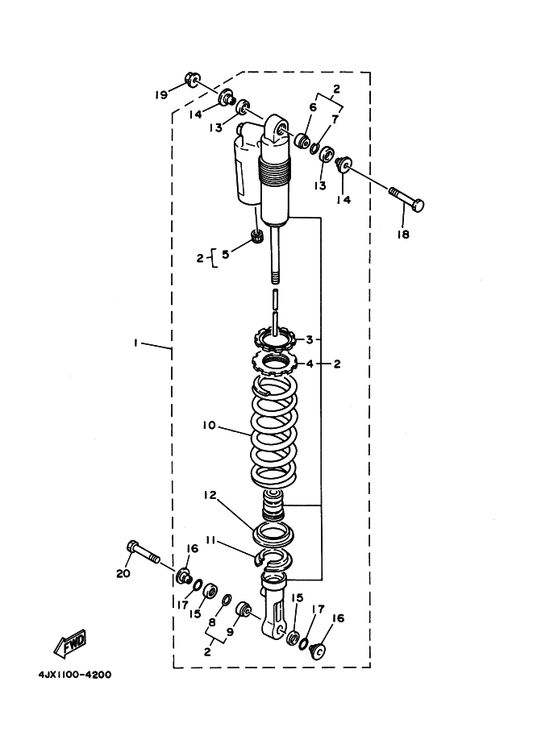 Yamaha 3JD-22475-00 . Seal, Dust — shown on the Rear Suspension parts diagram