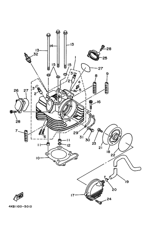 Yamaha 90116-06503 . Bolt, Stud — shown on the Cylinder Head parts diagram