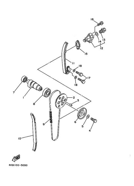 Yamaha 2JN-12231-00 Guide, Stopper 1 — shown on the Camshaft & Chain parts diagram