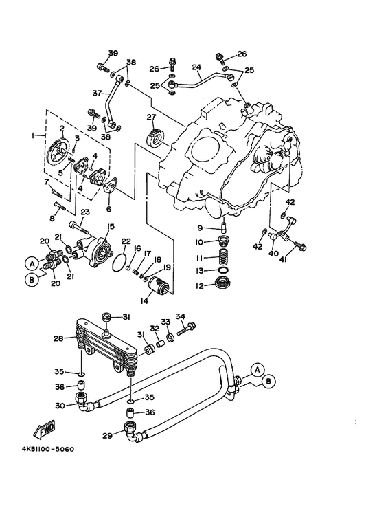 Yamaha 4KB-13181-00 Pipe, Delivery 3 — shown on the Oil Pump parts diagram