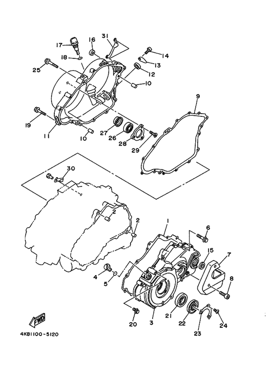 Yamaha 4KB-15362-00 Plug, Oil Level — shown on the Crankcase Cover 2 parts diagram