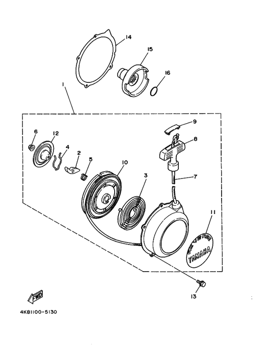 Yamaha 21V-15715-00 . Spring, Friction — shown on the Starter parts diagram