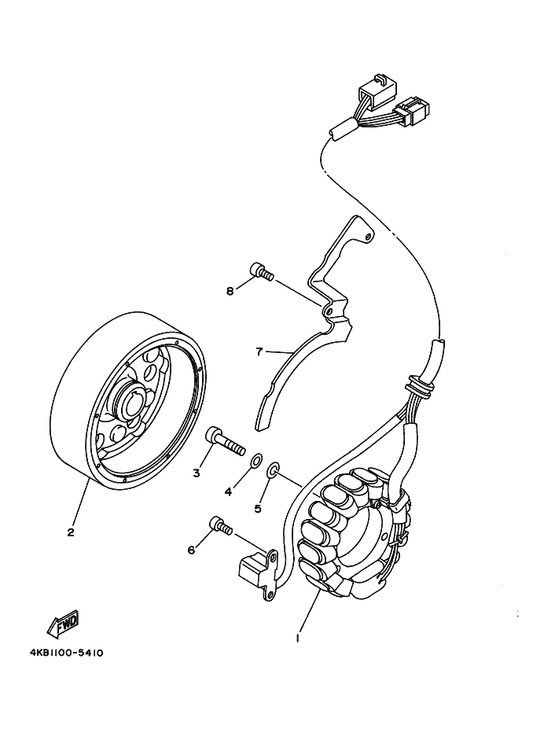 Yamaha 4KB-85550-11 Rotor Assy — shown on the Generator parts diagram