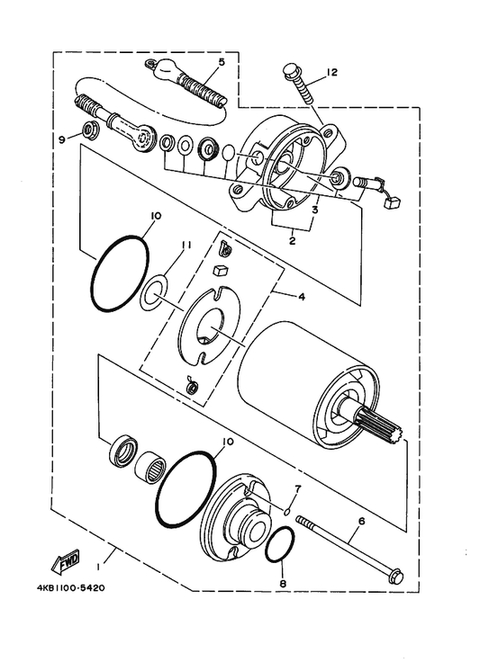 Yamaha 4KB-81818-00 . . Brush And Bolt — shown on the Starting Motor parts diagram