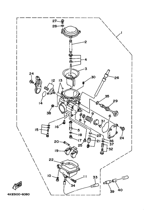 Yamaha 2LN-14147-00 . O-Ring — shown on the Carburetor parts diagram