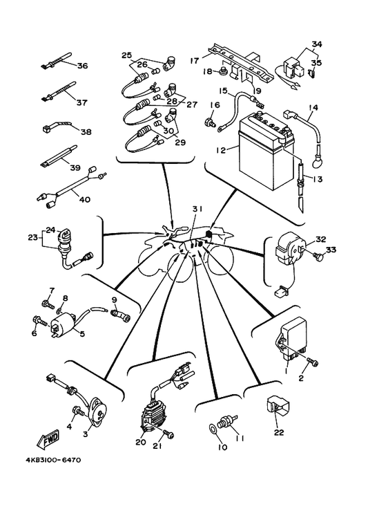 Yamaha 4KB-85540-30 C.D.I. Unit Assy — shown on the Electrical 1 parts diagram