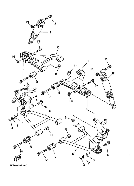 Yamaha 4KB-23570-11 Front Lower Arm Comp. (Left) — shown on the Front Suspension & Wheel parts diagram