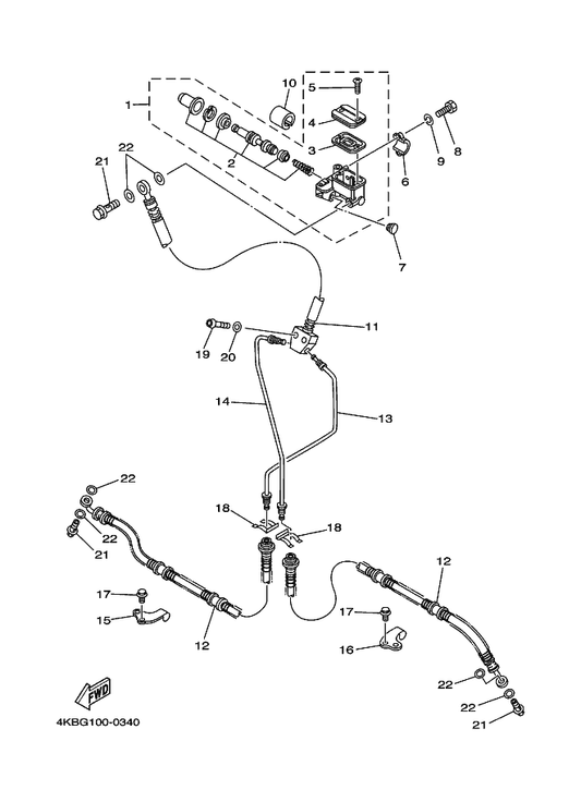 Yamaha 2GU-25870-00 Master Cylinder Sub Assy — shown on the Front Master Cylinder parts diagram