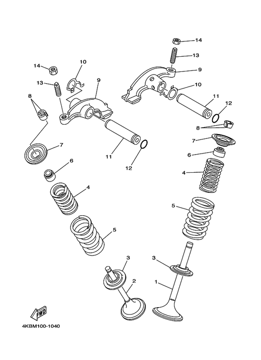 Yamaha 1UY-12113-01 Spring, Valve Inner — shown on the Valve parts diagram