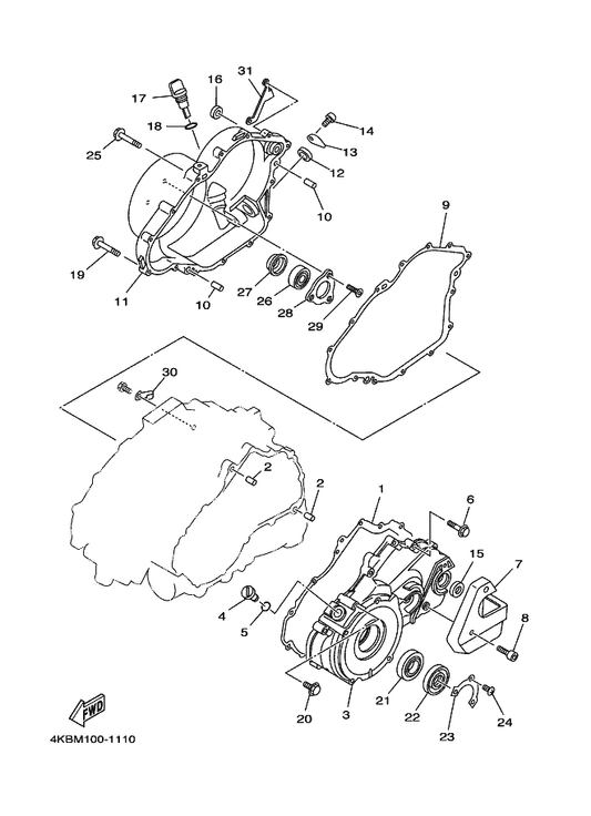 Yamaha 4KB-15451-01 Gasket, Crankcase Cover 1 — shown on the Crankcase Cover 1 parts diagram