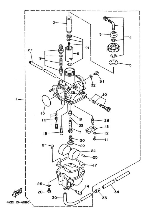 Yamaha 4U5-14126-00 . Gasket — shown on the Carburetor parts diagram