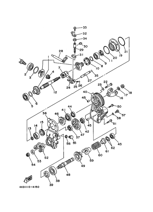 Yamaha 90185-14070 . Nut, Self-Locking — shown on the Middle Drive Gear parts diagram