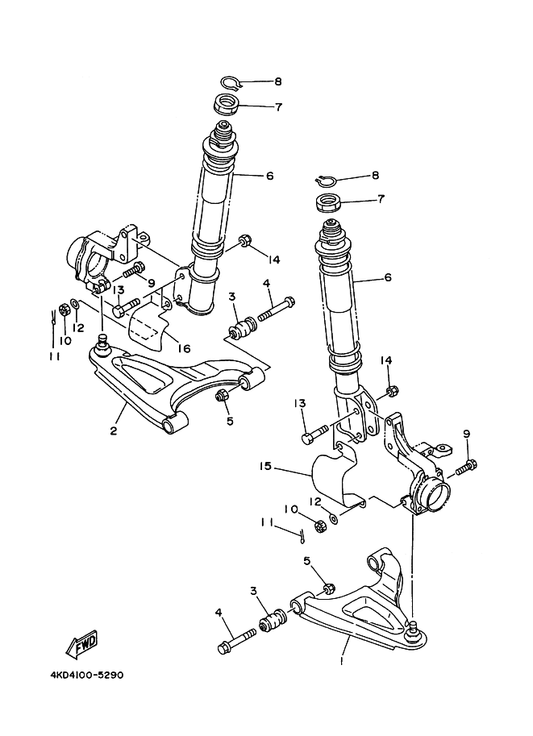 Yamaha 90101-12570 Bolt — shown on the Front Suspension & Wheel parts diagram