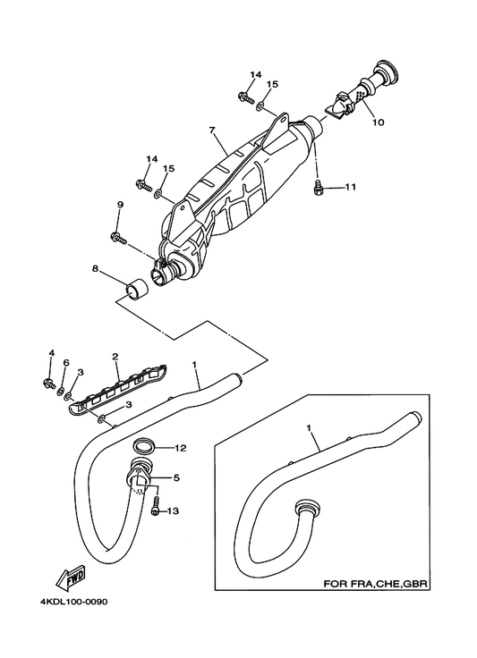 Yamaha 4BD-14711-01 Muffler 1 — shown on the Exhaust parts diagram