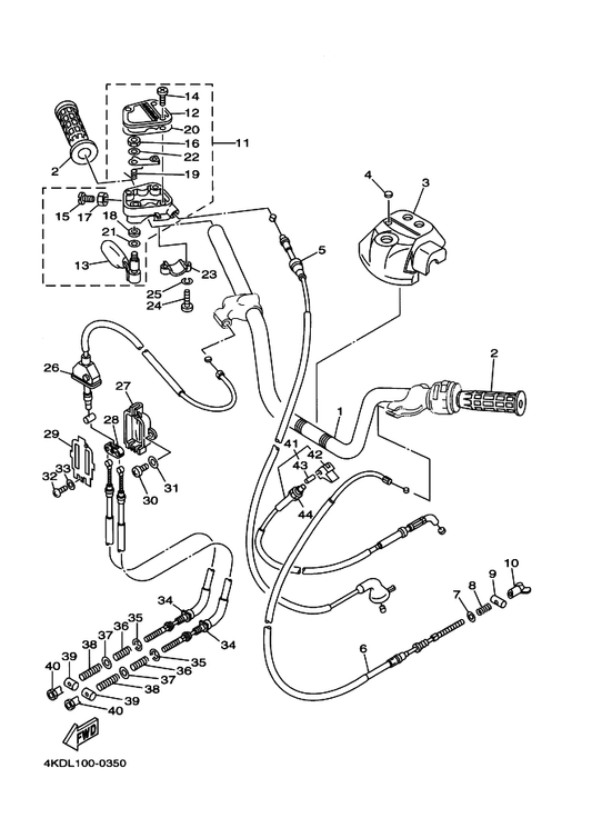 Yamaha 90501-122E1 Spring — shown on the Steering Handle & Cable parts diagram