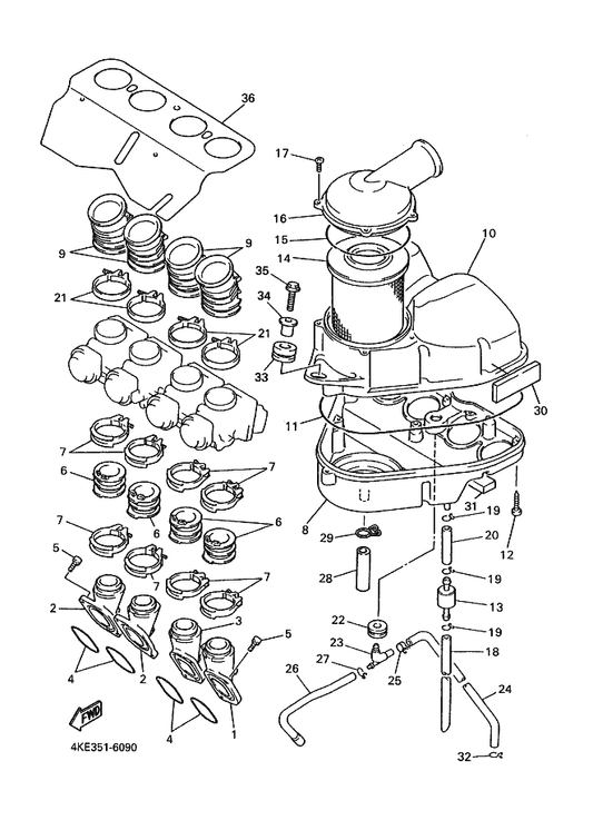 Yamaha 4BR-14419-00 Pipe — shown on the Intake parts diagram