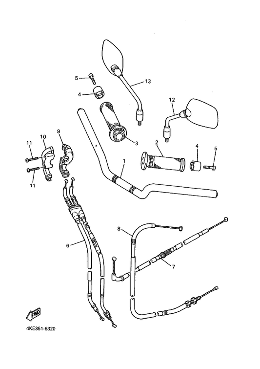 Yamaha 4KA-26335-10 Cable, Clutch — shown on the Steering Handle & Cable parts diagram