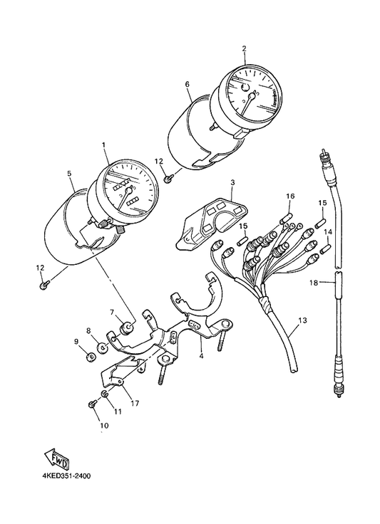 Yamaha 3MA-83550-02 Speedometer Cable Assy — shown on the Meter parts diagram