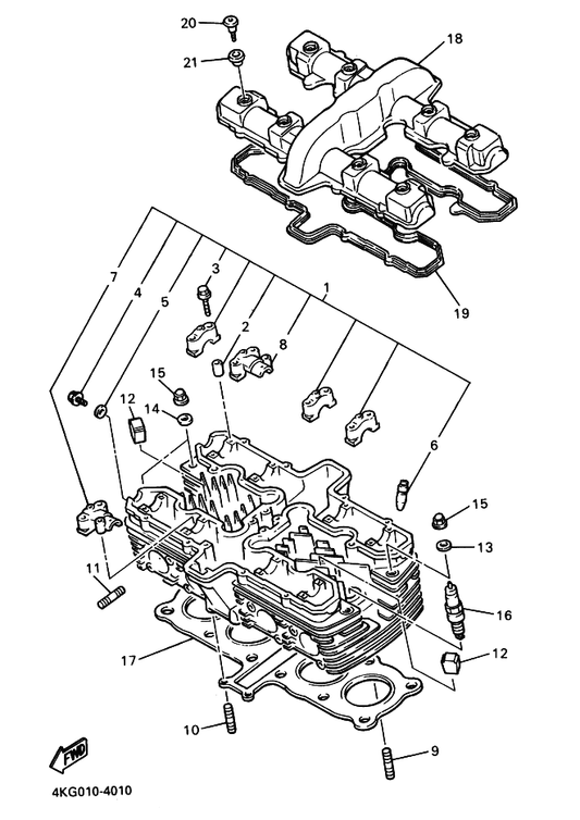 Yamaha 90176-10078 Nut, Crown — shown on the Cylinder Head parts diagram