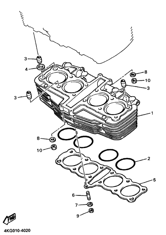 Yamaha 4CR-11351-00 Gasket, Cylinder — shown on the Cylinder parts diagram