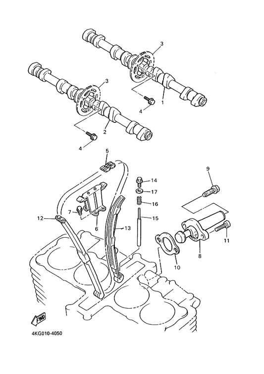 Yamaha 5UX-12176-00 Sprocket, Cam Chain — shown on the Camshaft & Chain parts diagram