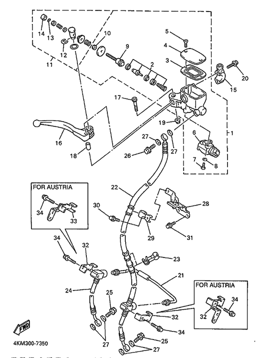 Yamaha 3YX-83922-09 Lever 2 — shown on the Front Master Cylinder parts diagram