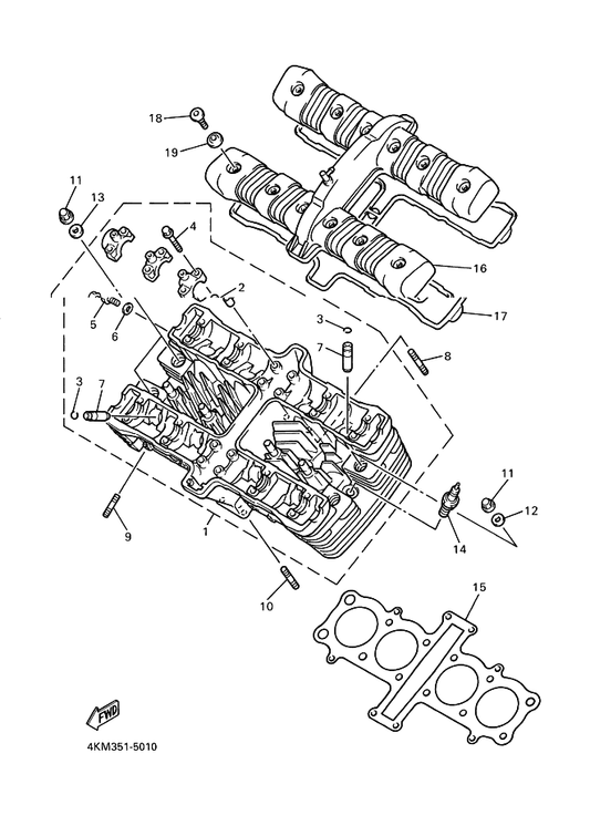 Yamaha 4KM-1111G-00 Rubber, Mount 1 — shown on the Cylinder Head parts diagram