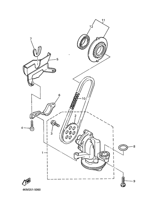 Yamaha 4KM-13300-00 Oil Pump Assy — shown on the Oil Pump parts diagram