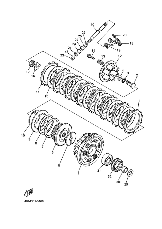 Yamaha 360-16154-00 Plate, Thrust 1 — shown on the Clutch parts diagram