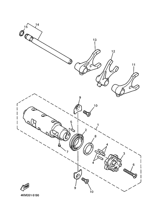 Yamaha 93440-11029 . Circlip — shown on the Shift Cam & Fork parts diagram