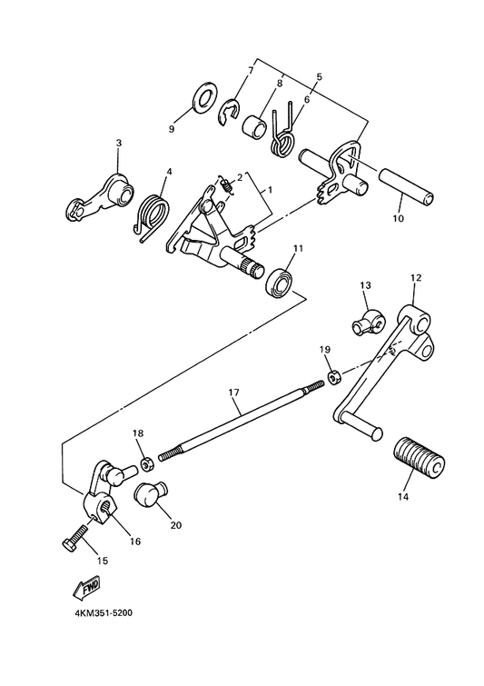 Yamaha 4KM-18120-01 Shift Lever Assy — shown on the Shift Shaft parts diagram