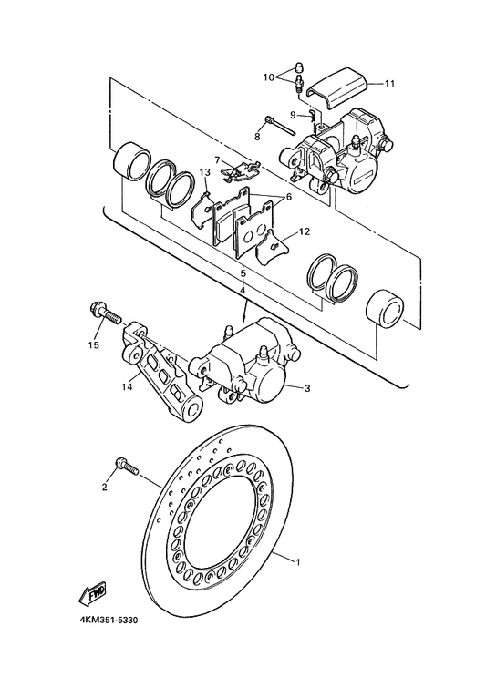 Yamaha 1AE-25819-52 . Bracket, Caliper — shown on the Rear Brake Caliper parts diagram