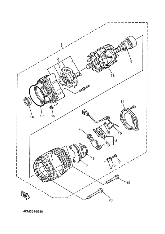 Yamaha 4KM-81604-00 . Cover Assy — shown on the Generator parts diagram