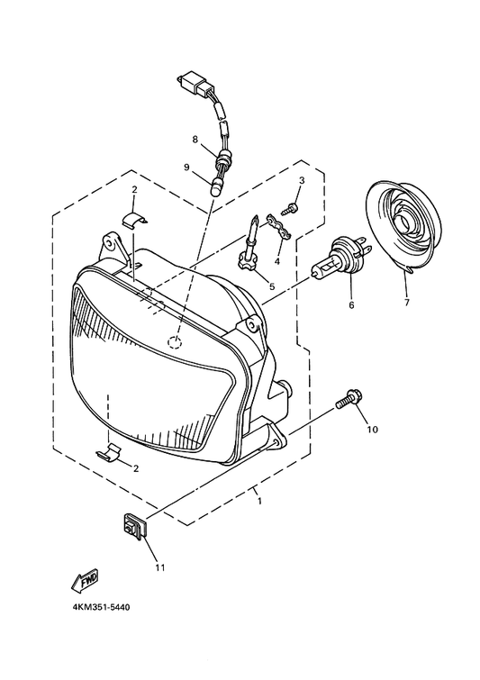 Yamaha 4KM-8413H-00 . Plate, Spring — shown on the Headlight parts diagram