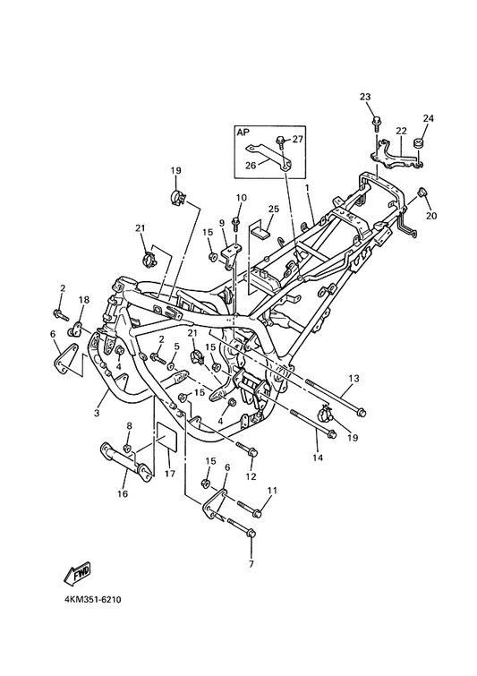 Yamaha 3YX-2143A-00 Cap — shown on the Frame parts diagram