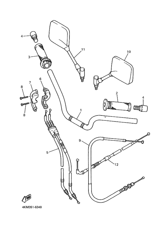 Yamaha 4KM-26335-00 Cable, Clutch — shown on the Steering Handle & Cable parts diagram